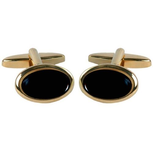 Onyx Oval Gold Plated Cufflinks