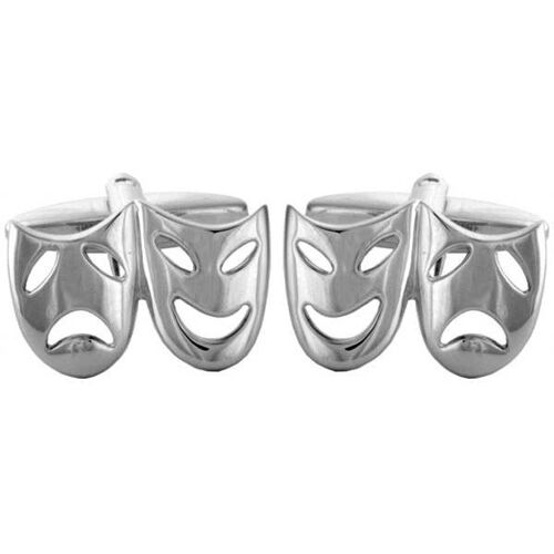 Open Theatrical Masks Rhodium Plate Cufflinks
