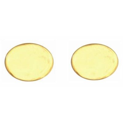 Oval Large Flat Plain Gold Plated Cufflinks