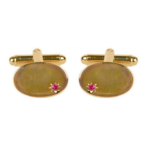 Oval Real Ruby Star Set Cufflinks