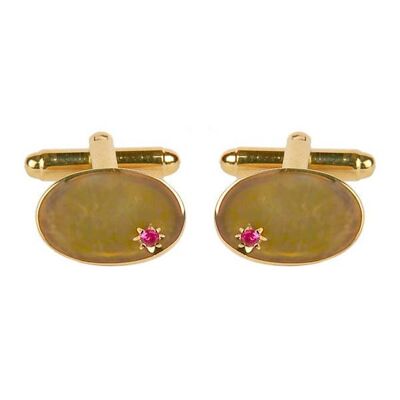 Oval Real Ruby Star Set Cufflinks