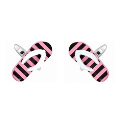 Pink & Black Flip-Flop Sandal Cufflinks