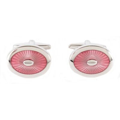 Ovale Manschettenknöpfe aus rosafarbener Emaille