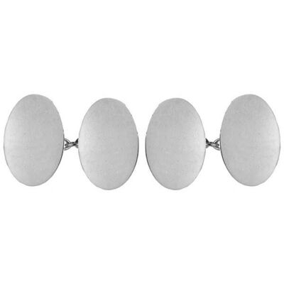 Gemelos lisos de plata de ley 925 con contraste ovalado doble