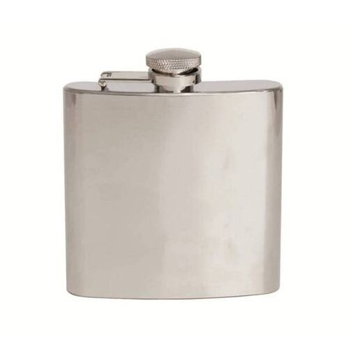 Plain Brushed Stainless Steel 6oz Hip Flask