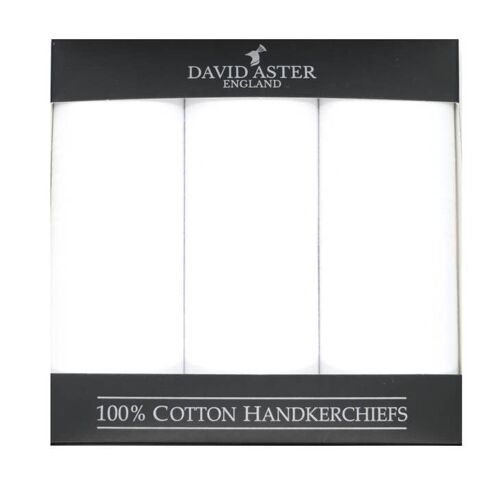 Plain White 3 Pack Cotton Handkerchiefs