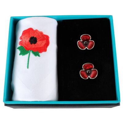 Poppy Handkerchief & Cufflink Set