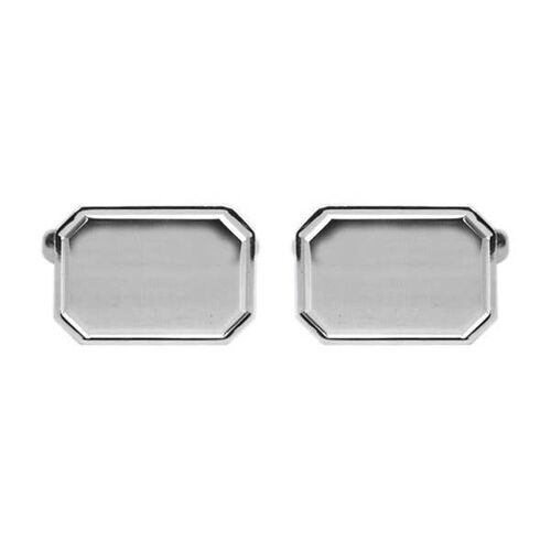Rectangle with Lined Edge Sterling Silver Cufflinks