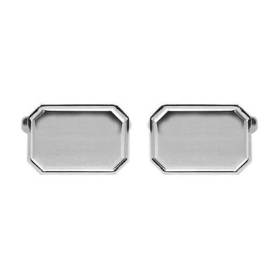Rectangle with Lined Edge Sterling Silver Cufflinks