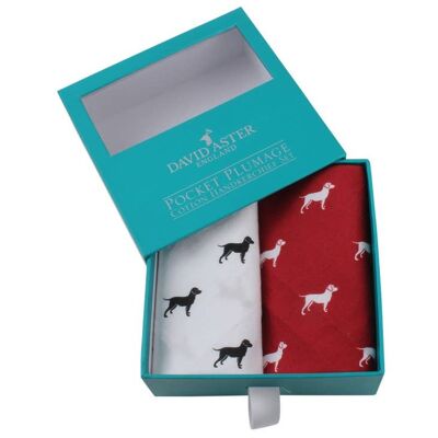 Red & White Dog Print Handkerchief Set