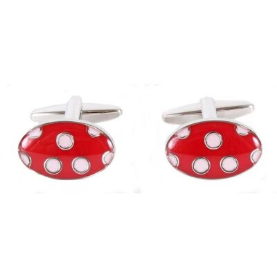 Red & White Spots Cufflinks