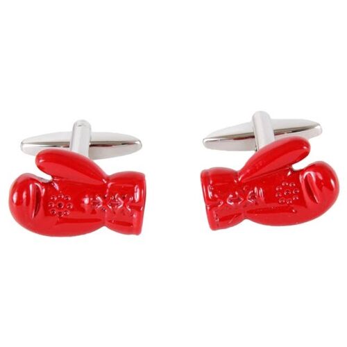 Red Boxing Glove Rhodium Plated Cufflinks