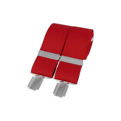 Tirantes Clip Plata Liso Rojo 35mm