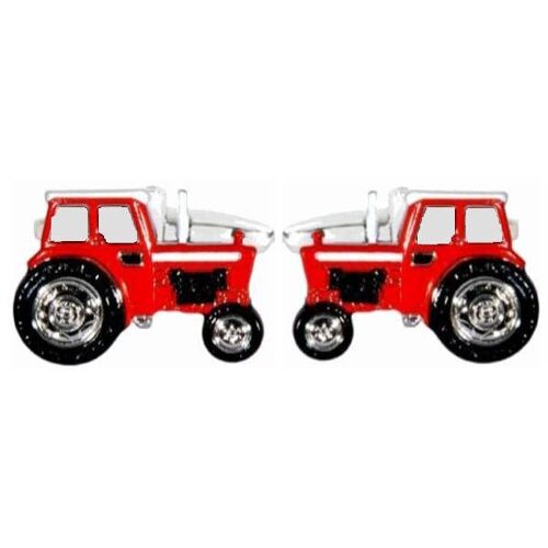 Red Tractor Rhodium Plated Cufflinks