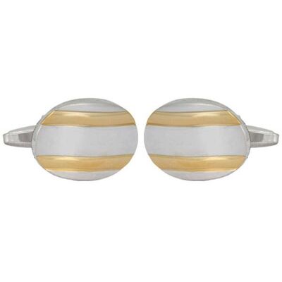 Rhodium and Gold Plated 2 Tone Oval  Cufflinks