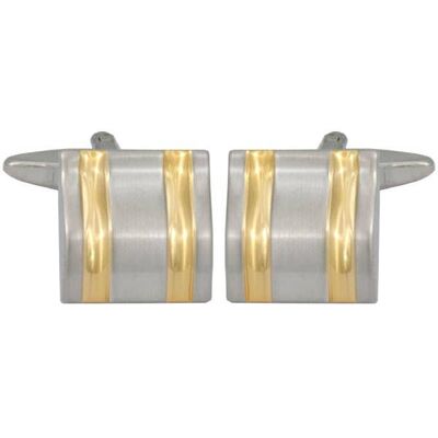 Rhodium Plated 2 Tone Square Cufflinks