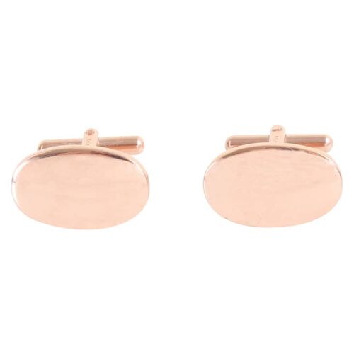 Rose Gold Plated Oval Sterling Silver Cufflinks