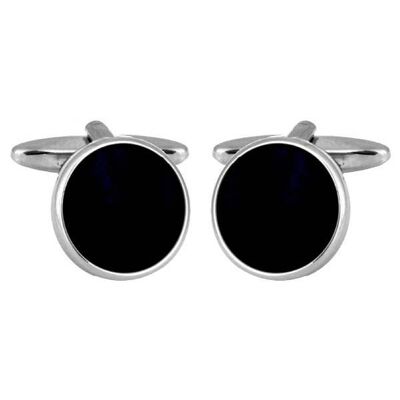 Round Black Acrylic Hirewear Cufflinks - Unboxed