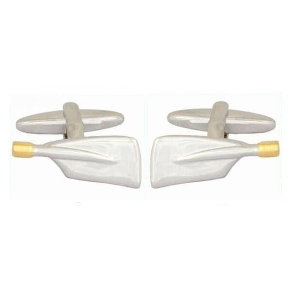 Gemelli Rowing Blade placcati in rodio con dettaglio placcato in oro