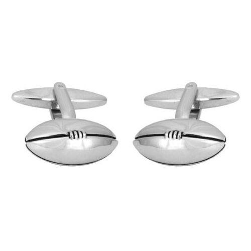 Rugby Ball Rhodium Plated Cufflinks