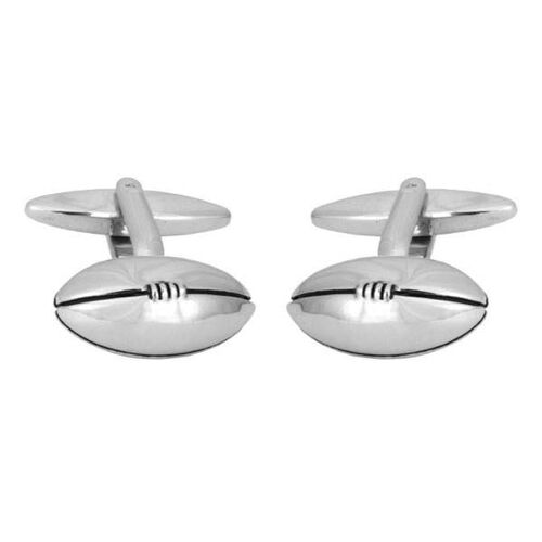 Rugby Ball Rhodium Plated Cufflinks