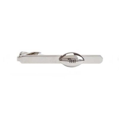 Rugby Ball Rhodium Plated Tie Clip