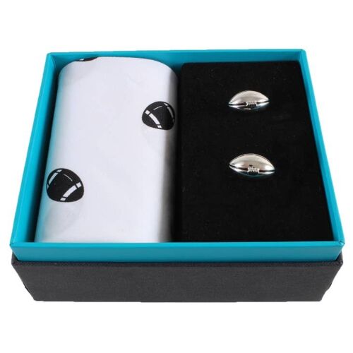 Rugby Handkerchief & Cufflink Set (Colours May Vary)