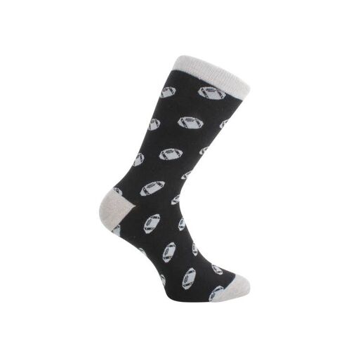 Rugby Socks - Black & Grey Combed Cotton