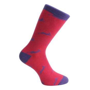 Chaussettes Running Hare - Coton peigné rouge et bleu