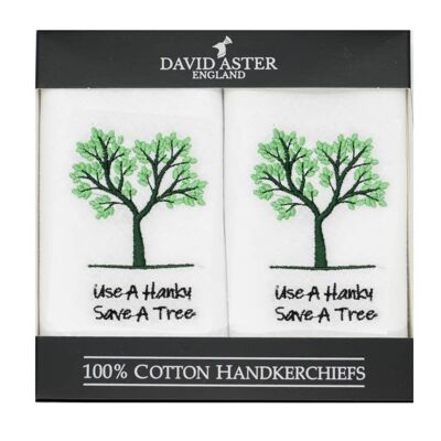 Mouchoirs en coton blanc brodés Save A Tree