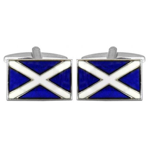 Scottish Flag Rhodium Plated Cufflinks
