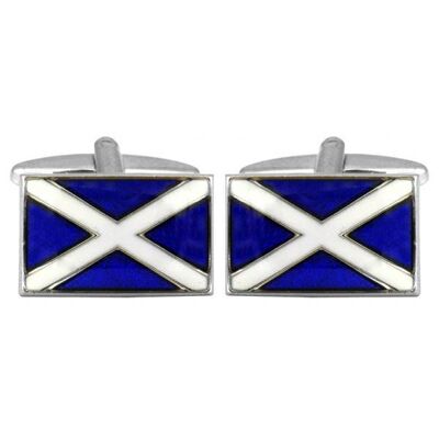 Scottish Flag Rhodium Plated Cufflinks