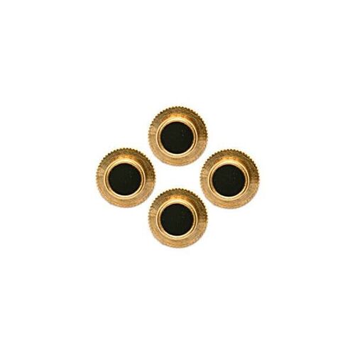 Set of 4 - Black Round Acrylic Gold Plated Dress Studs