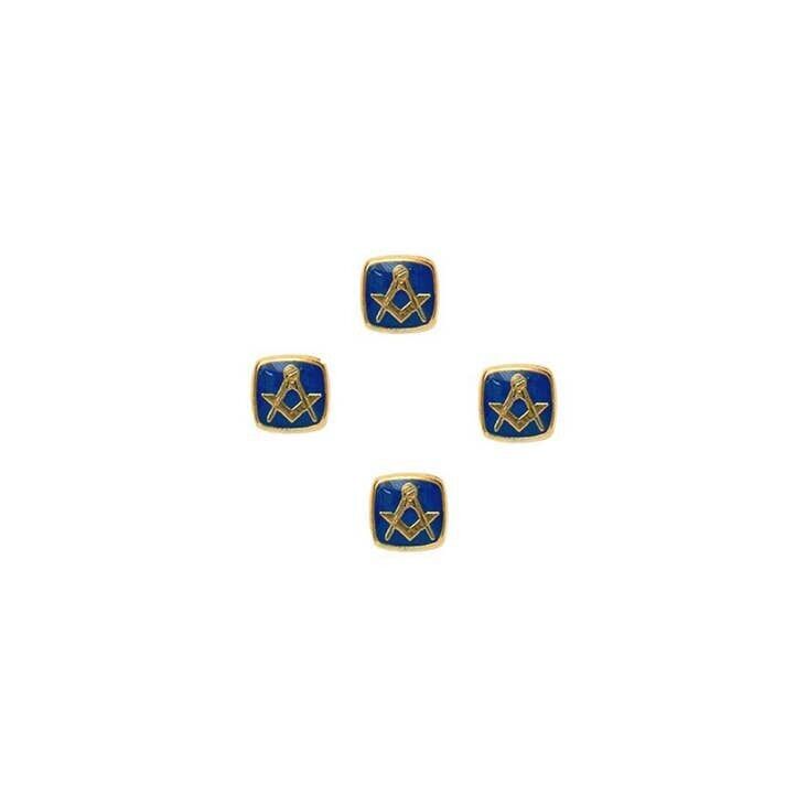 4er-Set – Freimaurer-Ohrstecker für blaues Kleid, vergoldet