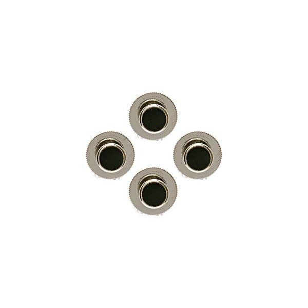 Set of 4 - Black Round Rhodium Dress Studs