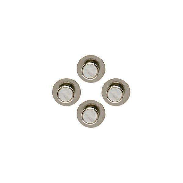 Set di 4 borchie per abito in acrilico rodiato rotonde bianche