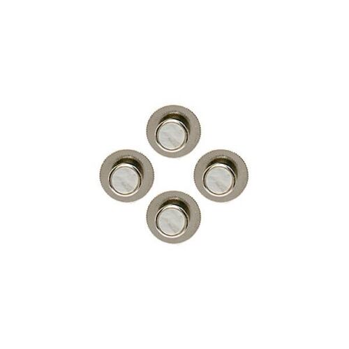 Set of 4 - White Round Rhodium Acrylic Dress Studs