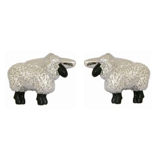 Sheep 3D Rhodium Plated Cufflinks