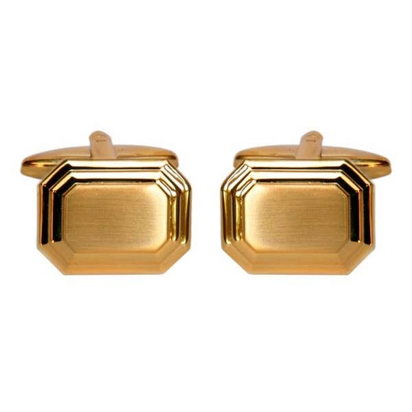 Glänzende und gebürstete goldfarbene, rechteckige Manschettenknöpfe mit geschliffenen Ecken