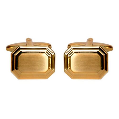 Shiny & Brushed Gold Rectangular Cut Corner Cufflinks
