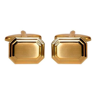 Shiny & Brushed Gold Rectangular Cut Corner Cufflinks