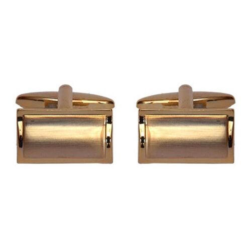 Shiny & Brushed Rectangular Curved Gold Plate Cufflinks