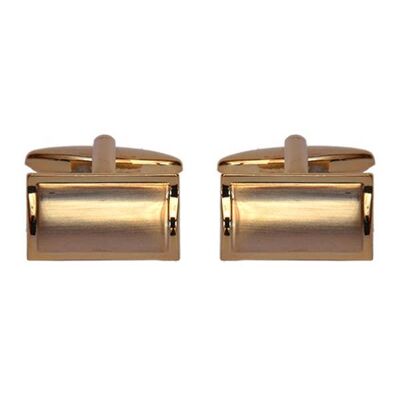 Shiny & Brushed Rectangular Curved Gold Plate Cufflinks