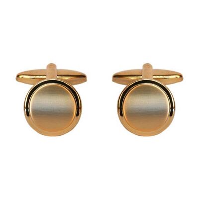 Shiny & Brushed Round Curved Gold Plate Cufflinks