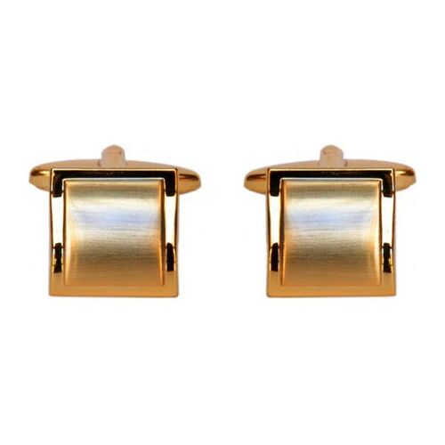 Shiny & Brushed Square Curved Gold Plated Cufflinks