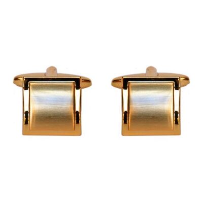 Shiny & Brushed Square Curved Gold Plated Cufflinks