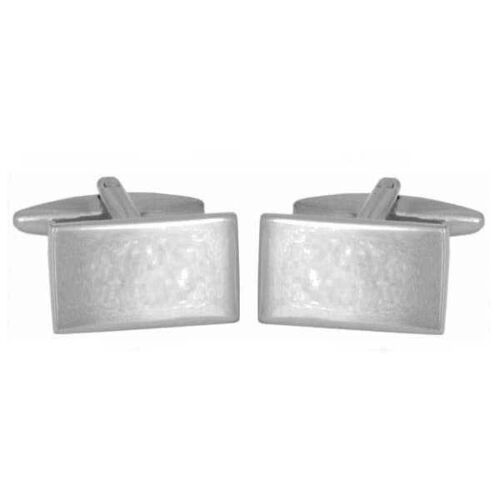 Shiny Plain Rectangle Rhodium Plated Cufflinks