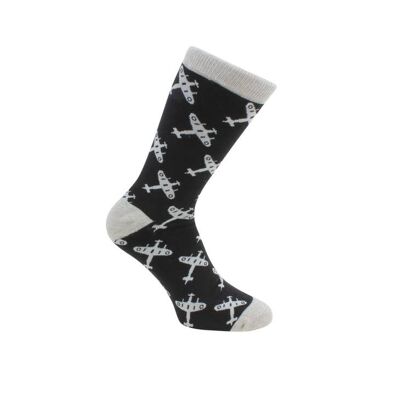 Spitfire Socks - Black & Grey Combed Cotton