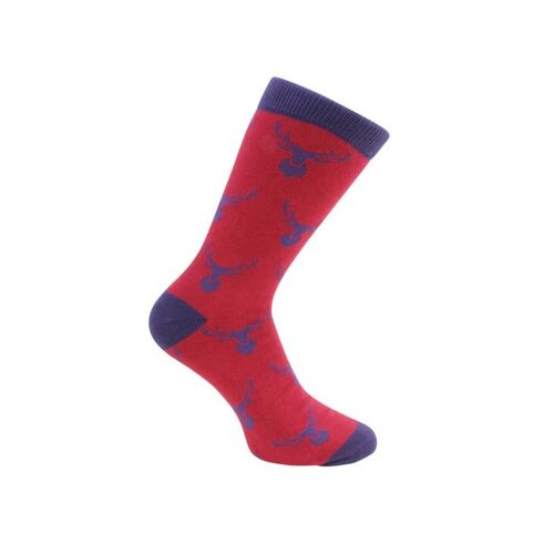 Stag Socks - Red & Blue Combed Cotton