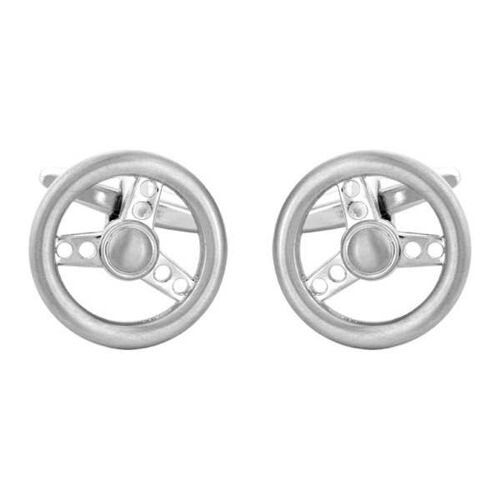 Steering Wheel Rhodium Plate Cufflinks